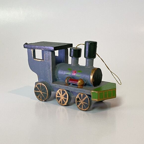 Vintage Christmas Lot 4 Painted Wood Ornaments Nutcracker Train Sled Drummer - Picture 2 of 16